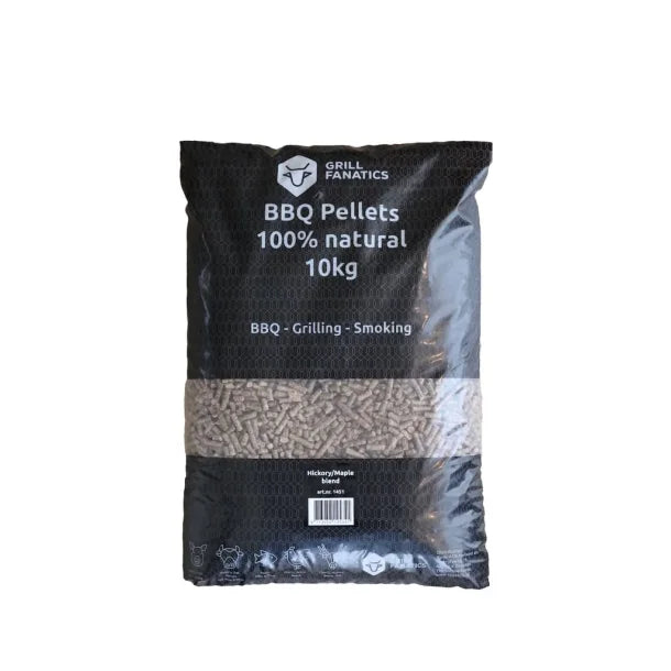 Grill Fanatics BBQ Træpiller/Pellets 10kg – 100% Naturlig Hickory/Ahorn