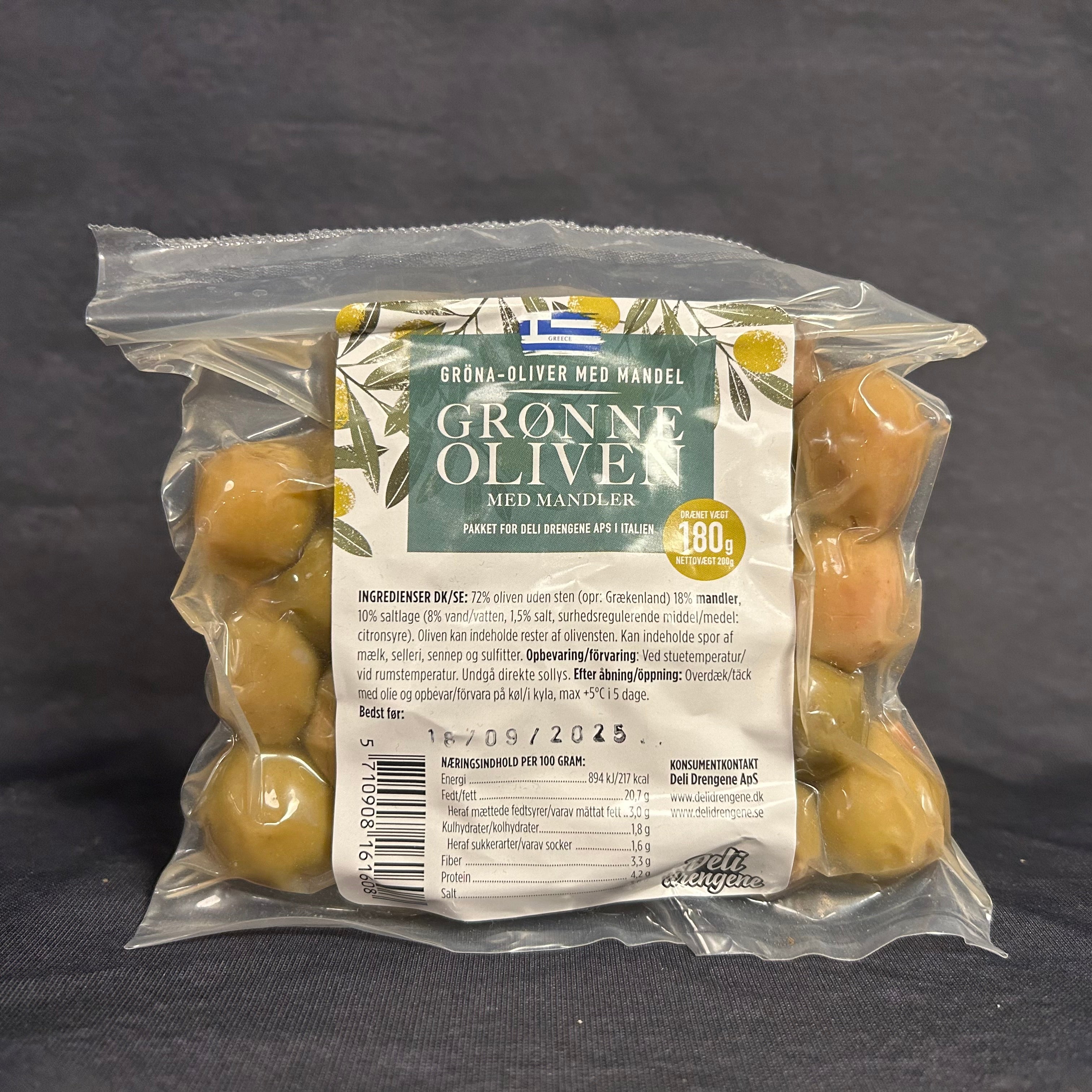 Grønne Oliven med mandler