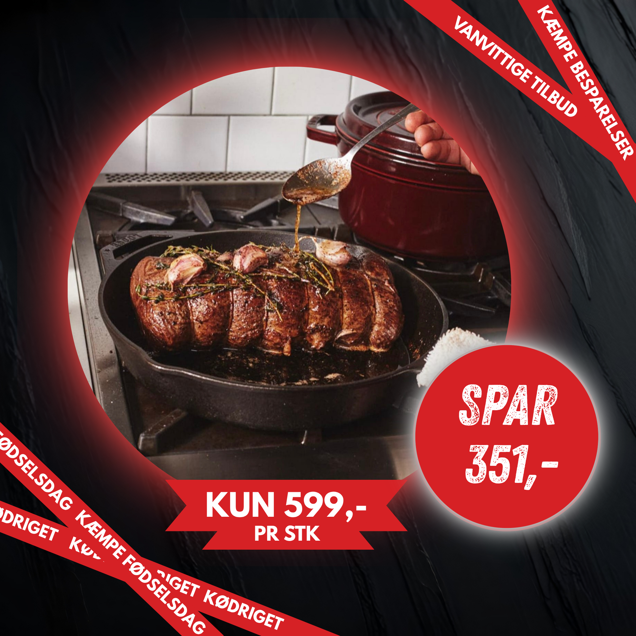 Roastbeef af oksefilet (Sousvide) 3 kilo KUN 599