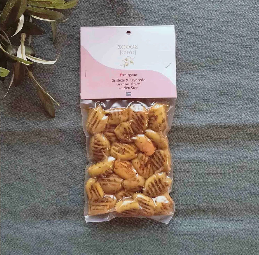 Økologiske grillede Snackoliven med Krydderier - uden sten