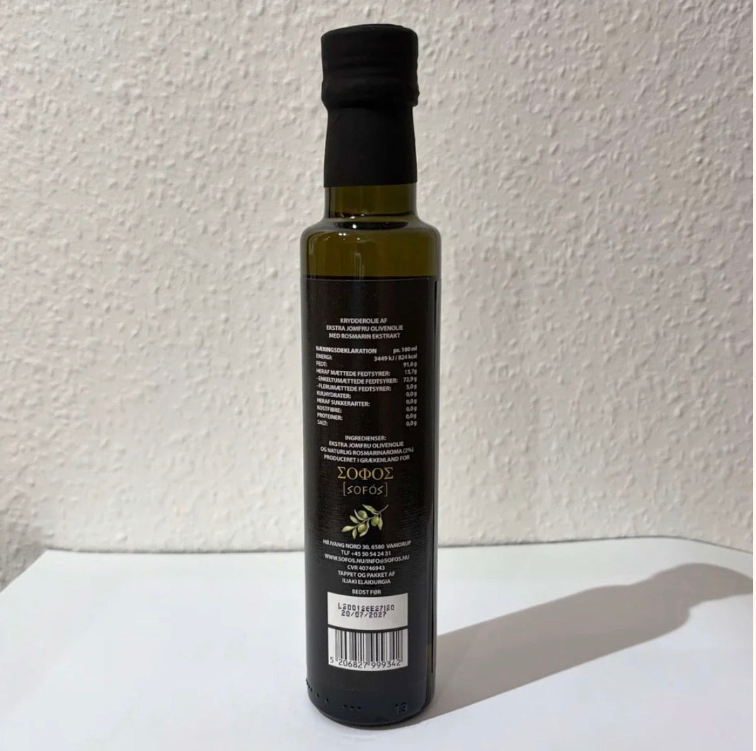 Ekstra Jomfru Olivenolie med naturlig Rosmarin ekstrakt, 250 ml