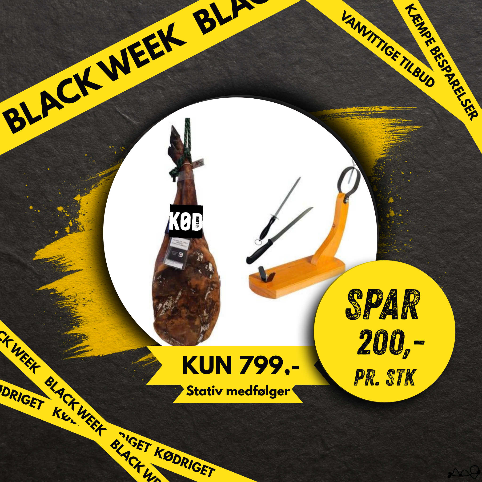 Jamón reserva Serrano skinke med træholder KUN 799,- TILBUD