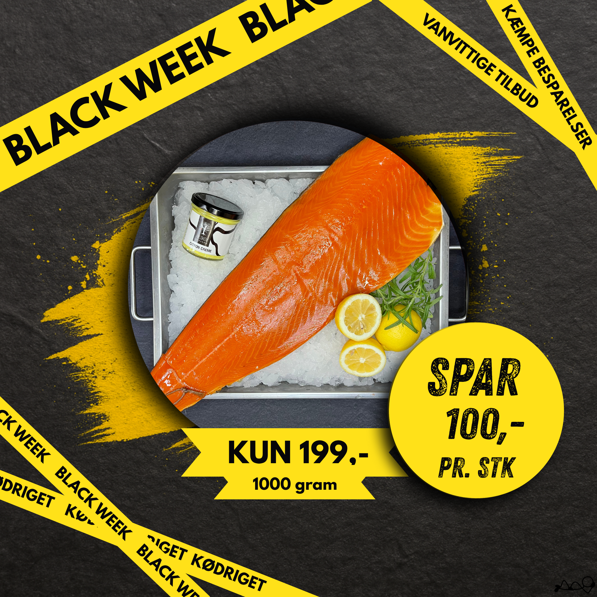 1 kg. Koldrøget, tørsaltet Laksefilet i skiver