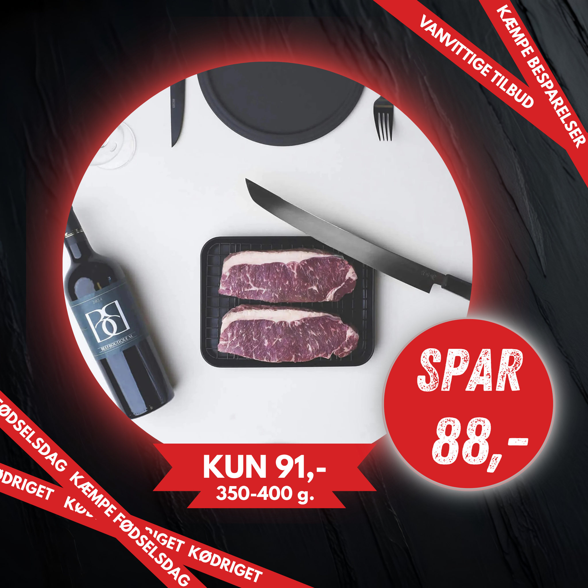 Kornfodret Monster Entrecote KUN 91,- PR. BØF