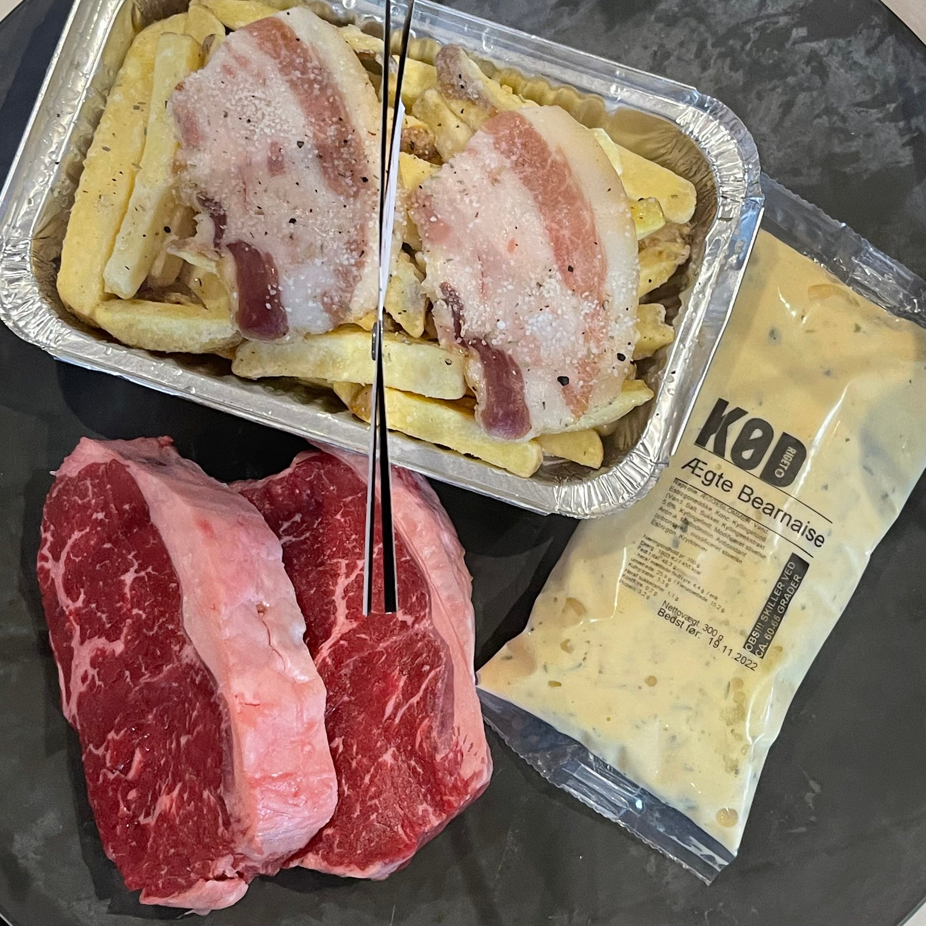 Bøf (dansk entrecote) Bearnaise Menu