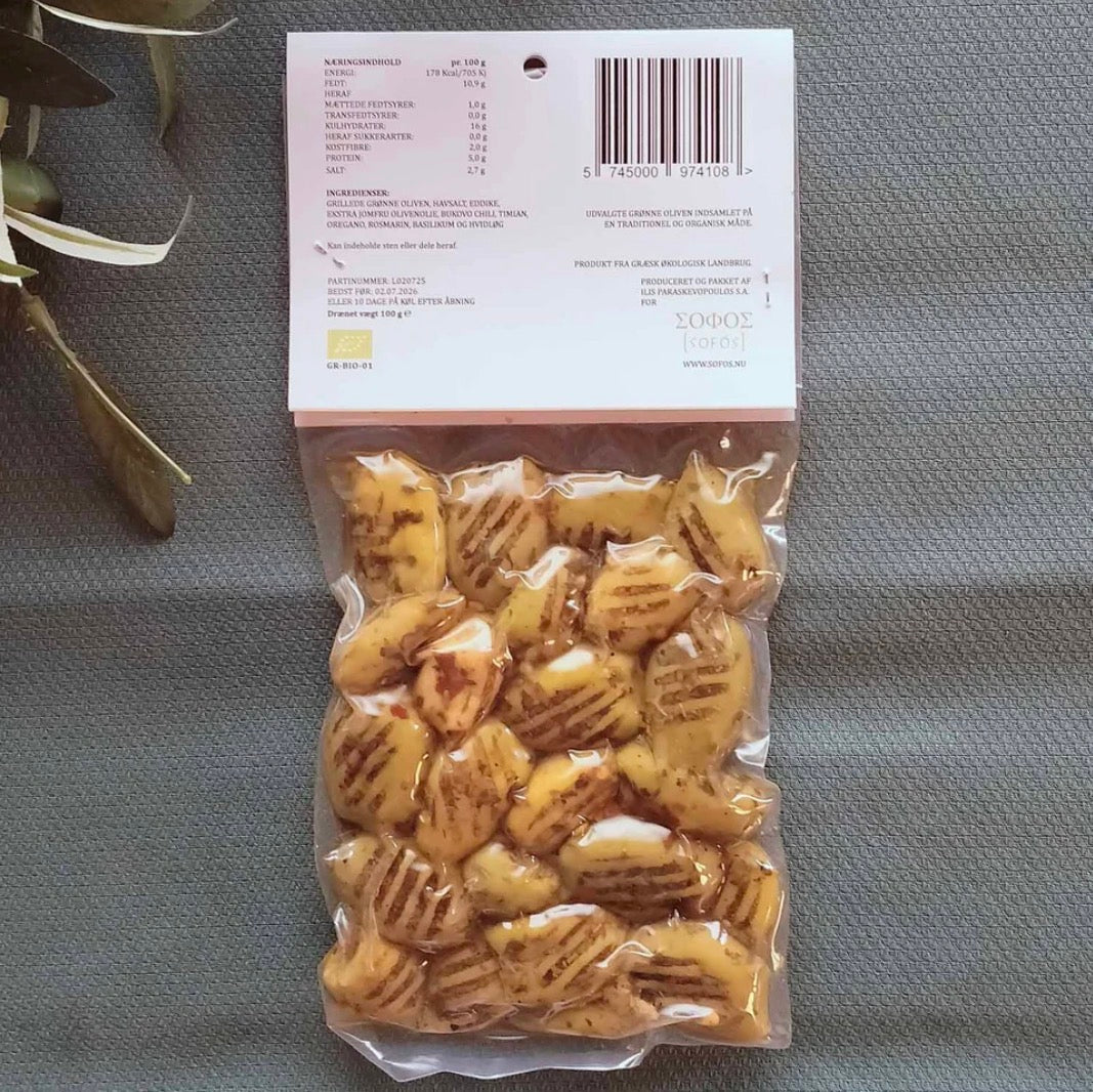 Økologiske grillede Snackoliven med Krydderier - uden sten