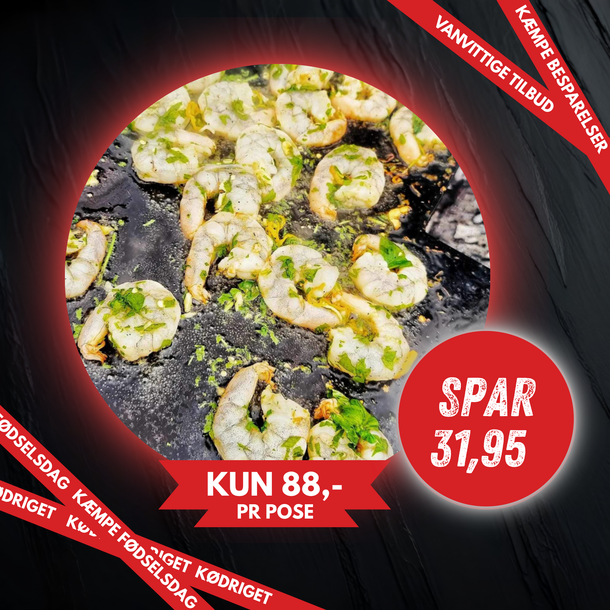 Vannamei rejer 1 Kg. SPAR 127,8 ved køb af 4 poser.
