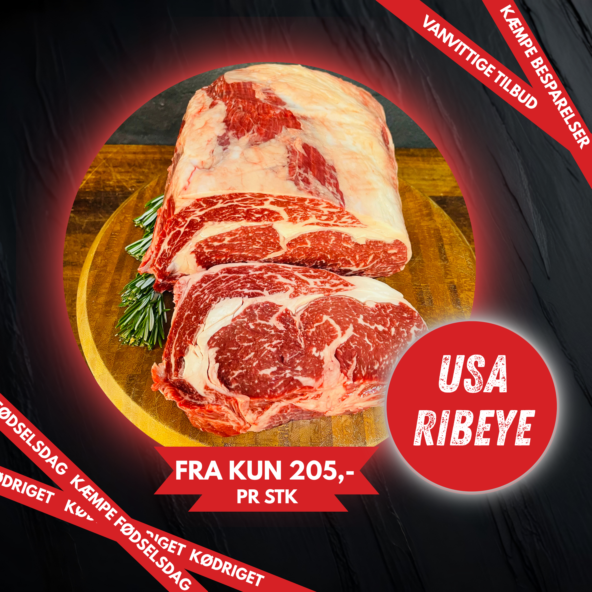US Ribeye Kornfodret 300 dage | FRA KUN 205,-