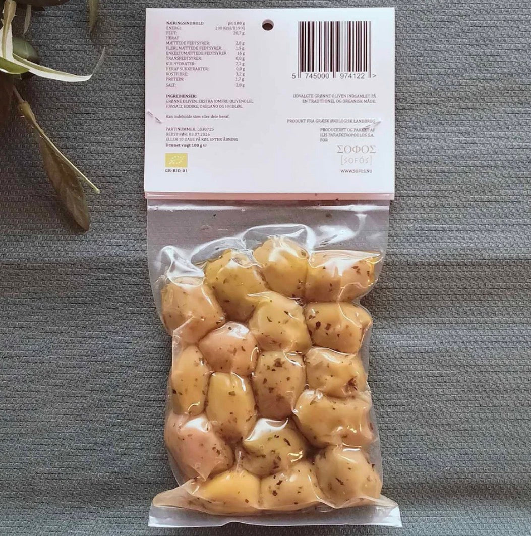 Økologiske grønne Snackoliven med Krydderier - uden sten