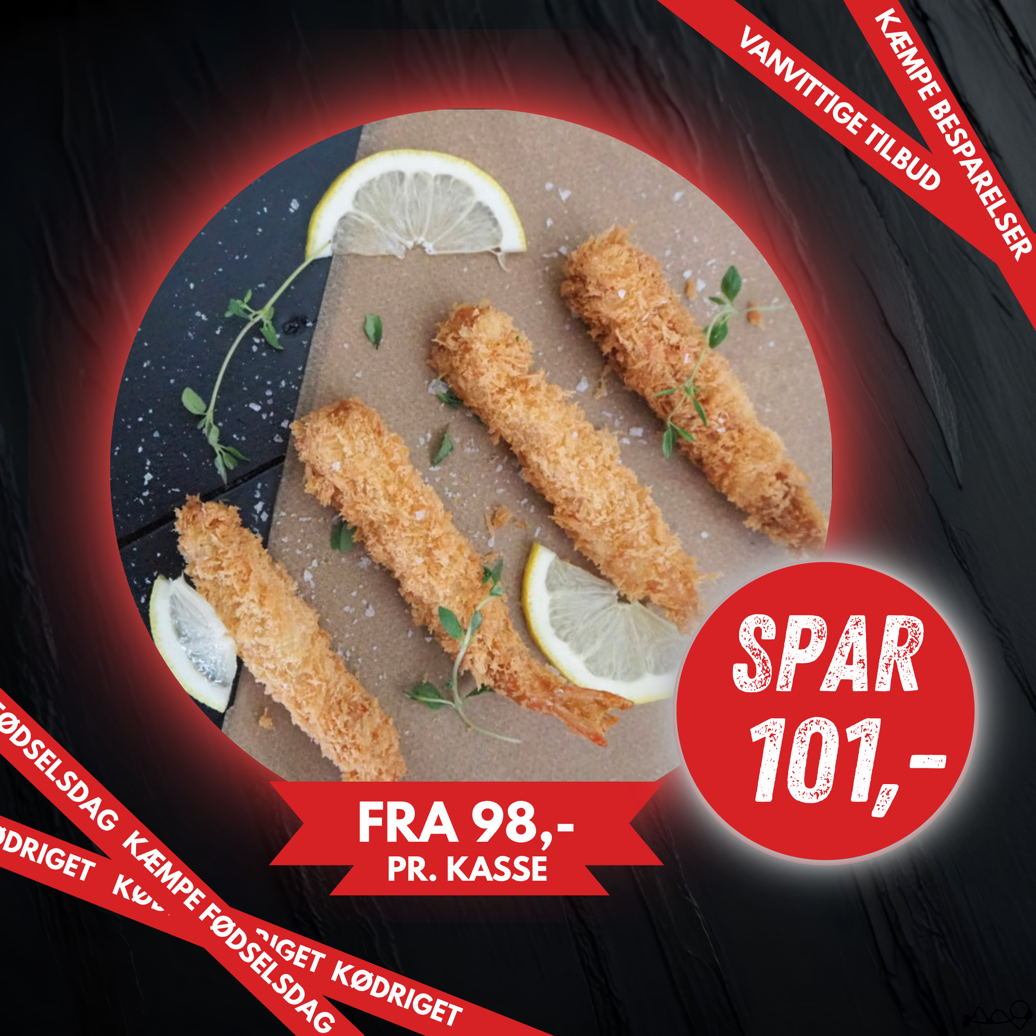 50 stk. EBI rejer. Panko paneret. UNDER 2,- pr. stk.