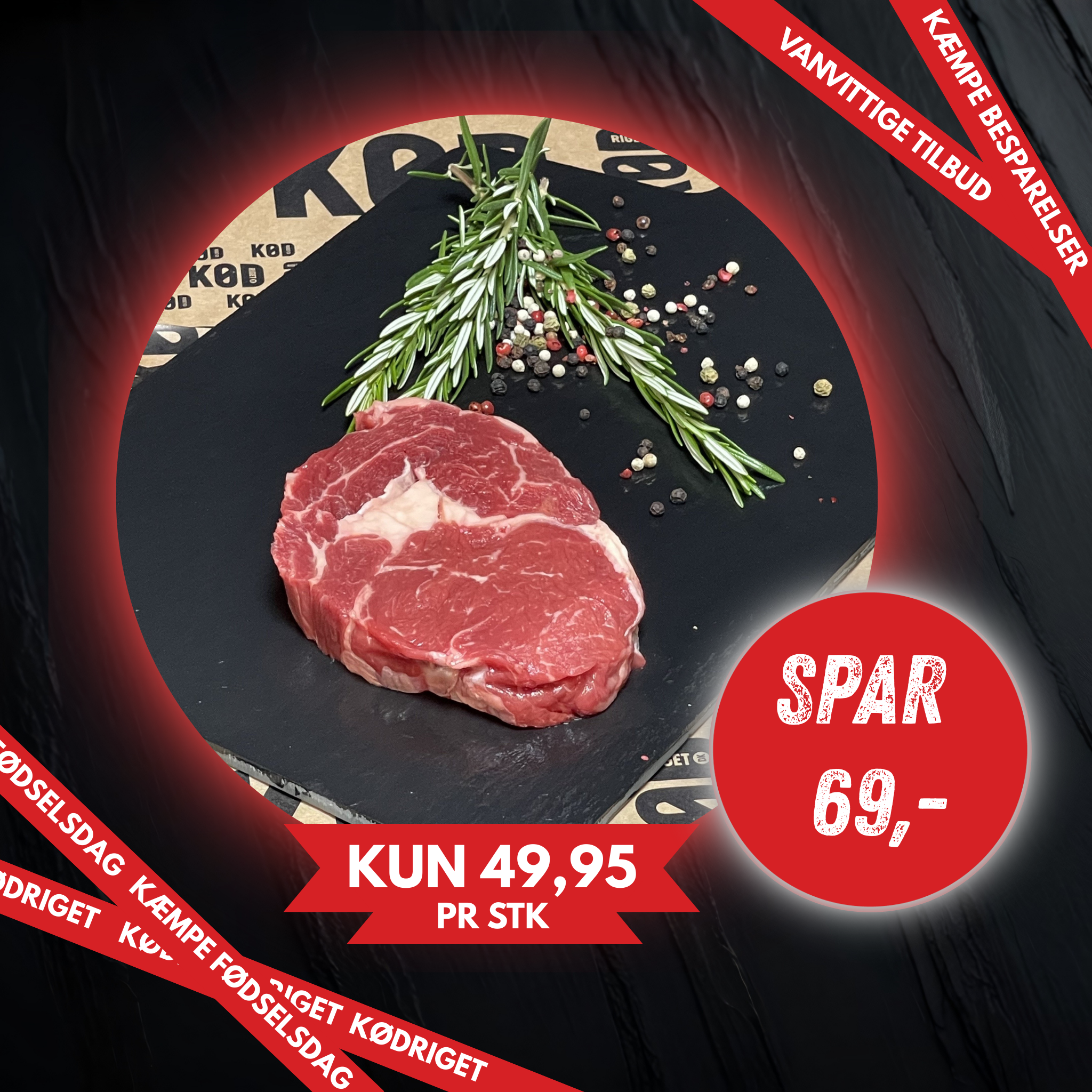 Ribeye af marmoreret oksefilet
