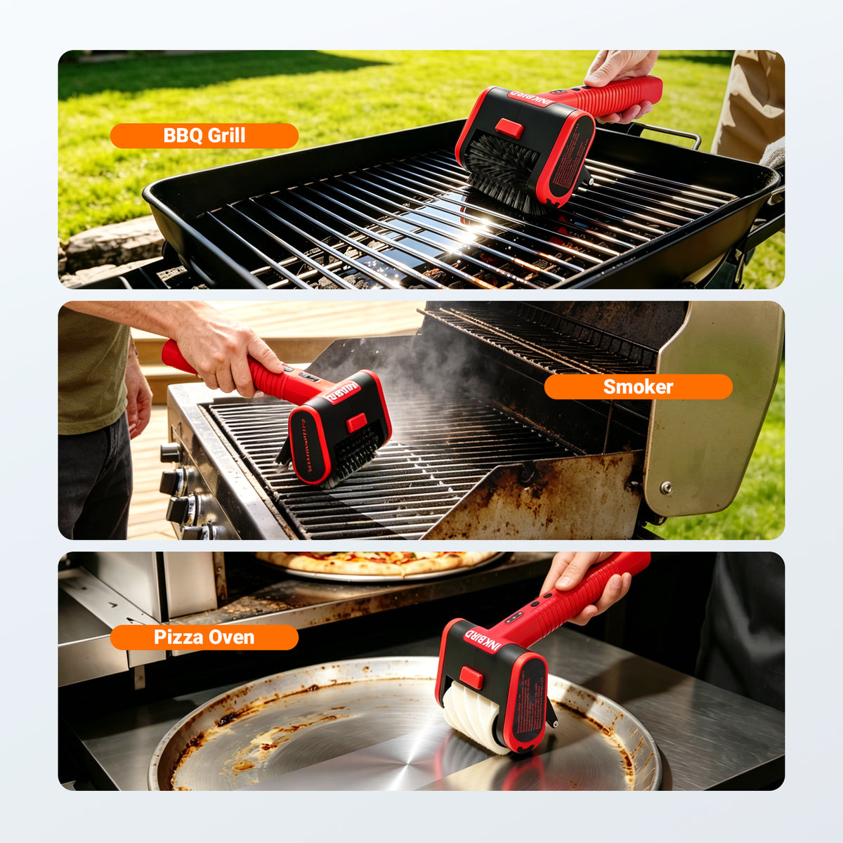 INKBIRD Elektrisk Grillbørste (Opladelig Batteridrevet og kraftfuld grillrenser)