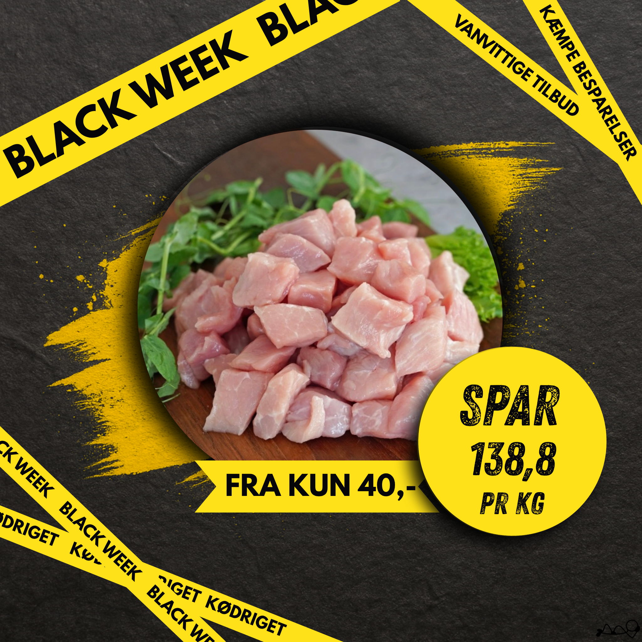 ⚠️KORT DATO⚠️ STÆRK NEDSAT…! Dansk Skinkekød i tern.