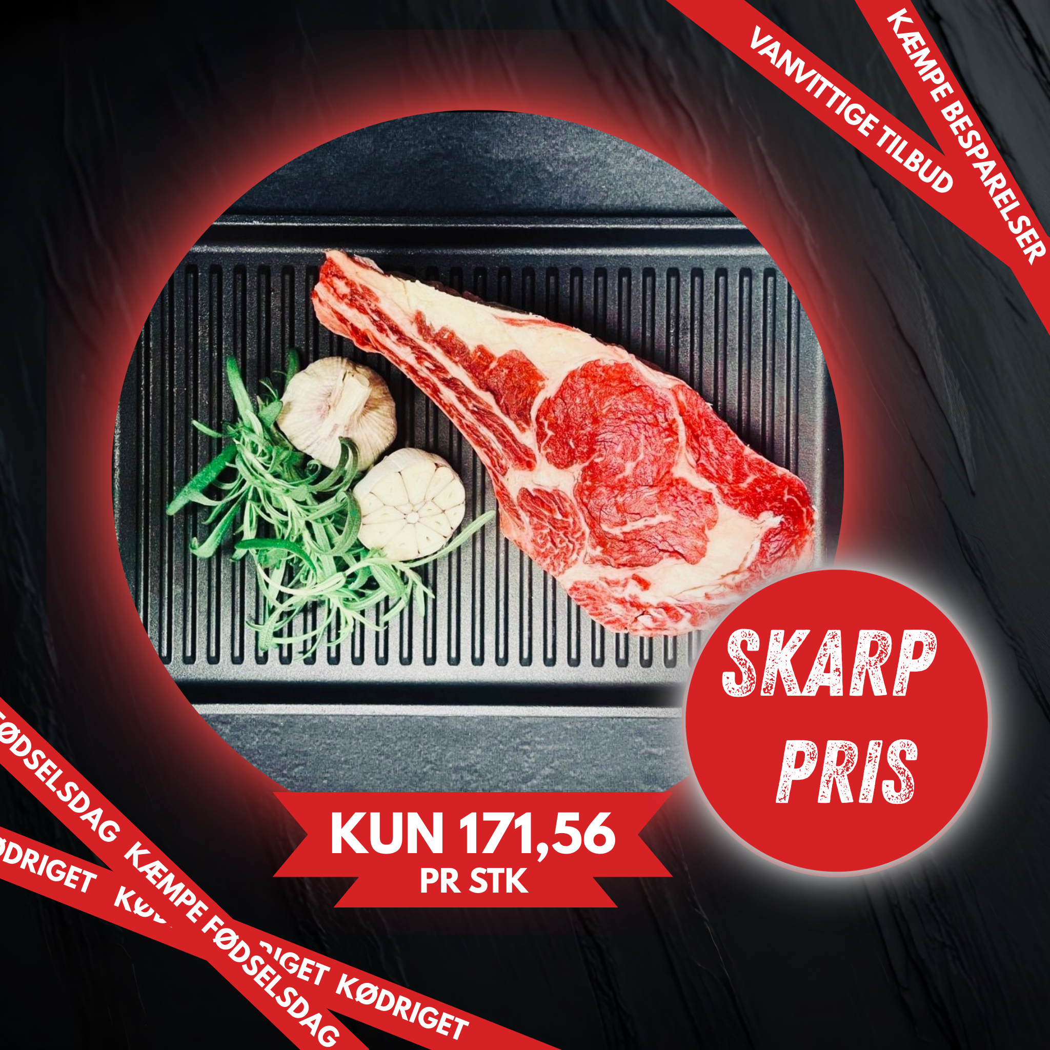 Kæmpe ribeye på ben.