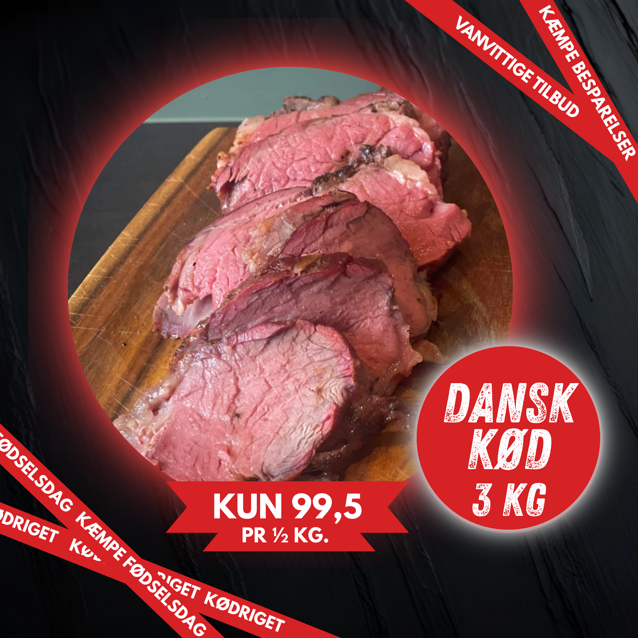 Dansk Kalve ribeye. 3 kilo. SPAR 43%