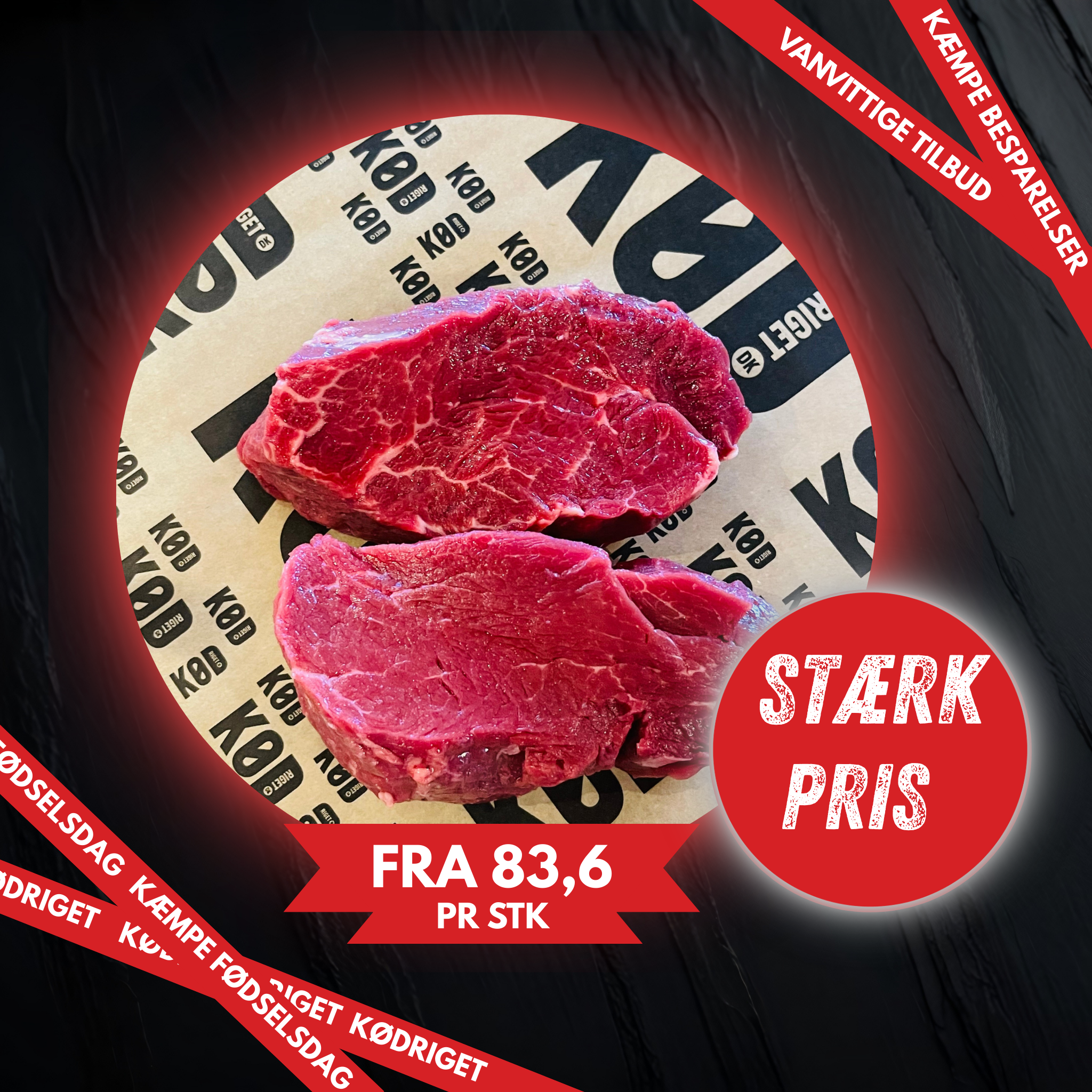 Oksemørbrad bøf af sydamerikansk mørbrad.