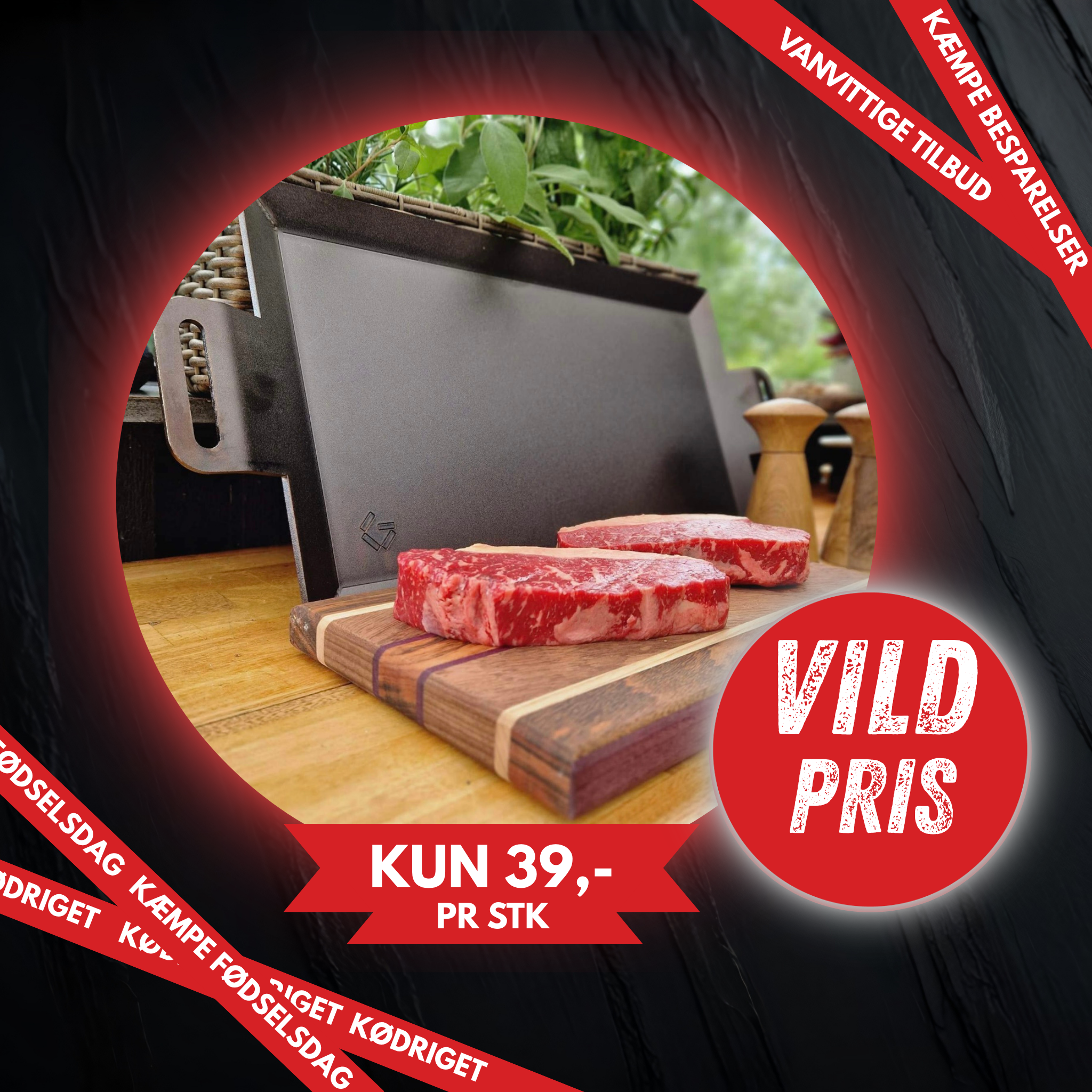 Græsfodret Entrecote Steaks. Fra KUN 39,- pr. bøf