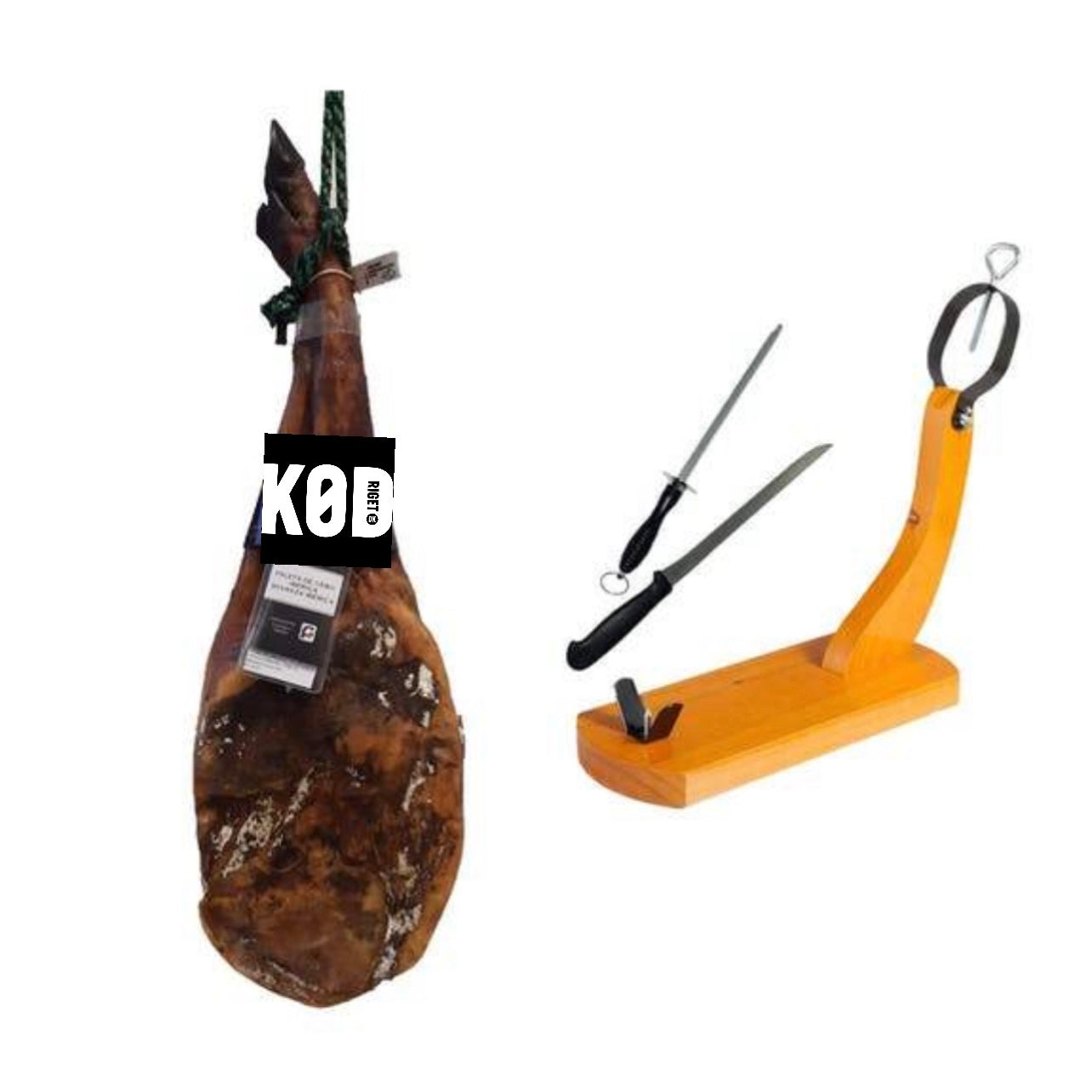 Jamón Serrano skinke 7kg med træholder KUN 899,- TILBUD